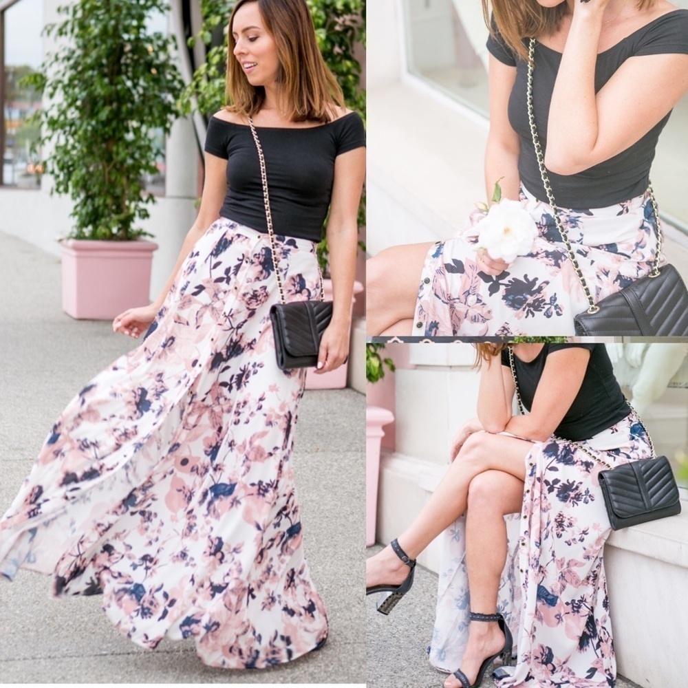NEW Yumi Kim “Gypset” Maxi Skirt Floral Button Front Flowy Lined Feminine Luxury